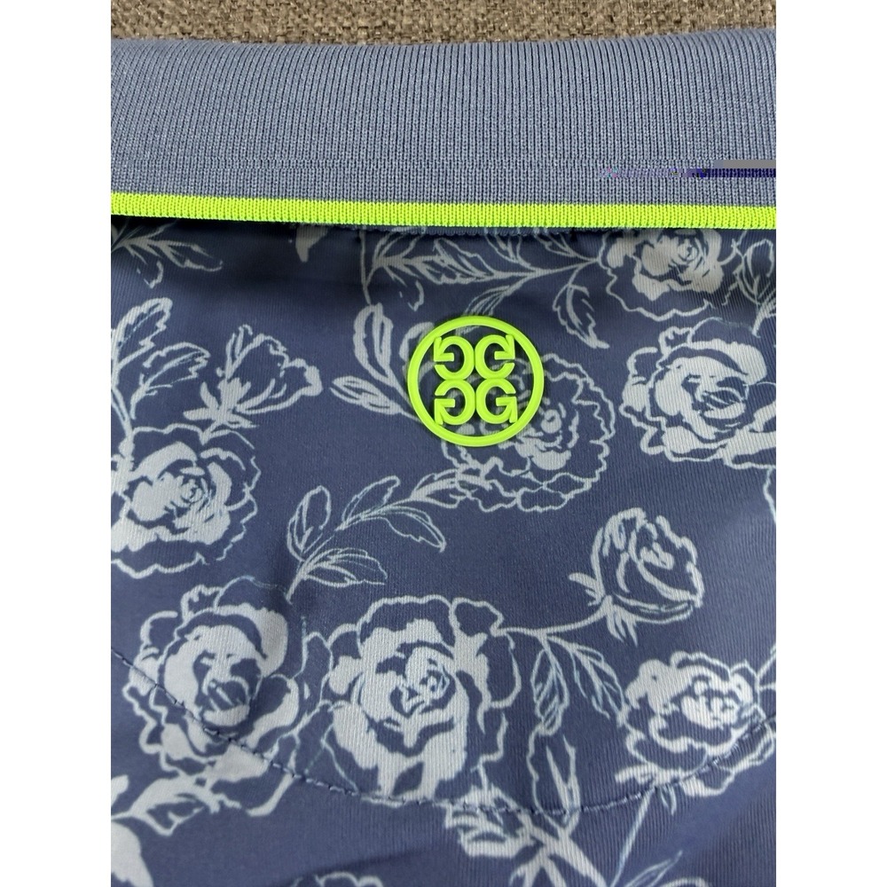 G/FORE Golf Polo Shirt Men's XL Blue Floral Stretch Performance Short Sleeve - Picture 5 of 11